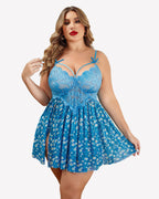 Plus Size Heart Lace Side Slit Nightdress