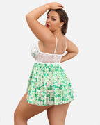 Plus Size Heart Lace Side Slit Nightdress