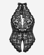 Plus Size Lace Halter Teddy