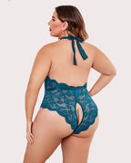 Plus Size Lace Halter Teddy