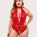 Plus Size Lace Halter Teddy