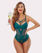 Floral Lace Crotchless Bodysuit