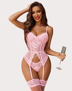 Floral Lace Corsets and Panty Set