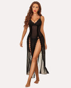 Lace Mesh Side Split Nightgowns