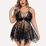 Plus Size Lace Front Slit Nightdress
