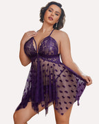 Plus Size Lace Front Slit Nightdress