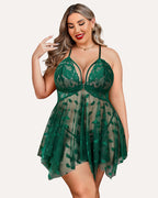 Plus Size Lace Front Slit Nightdress