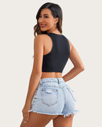 Fishnet Top Cut Out Crop Tank Top