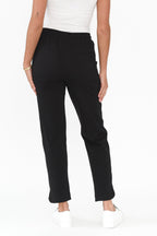 Angie Black Cotton Drawstring Pants