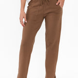 Angie Chocolate Cotton Drawstring Pants
