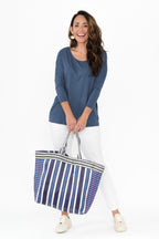 Blue Milan 3/4 Sleeve Top