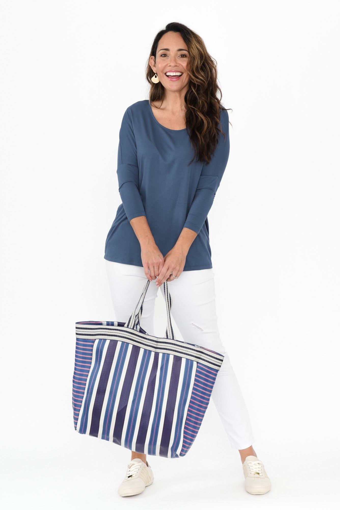 Blue Milan 3/4 Sleeve Top