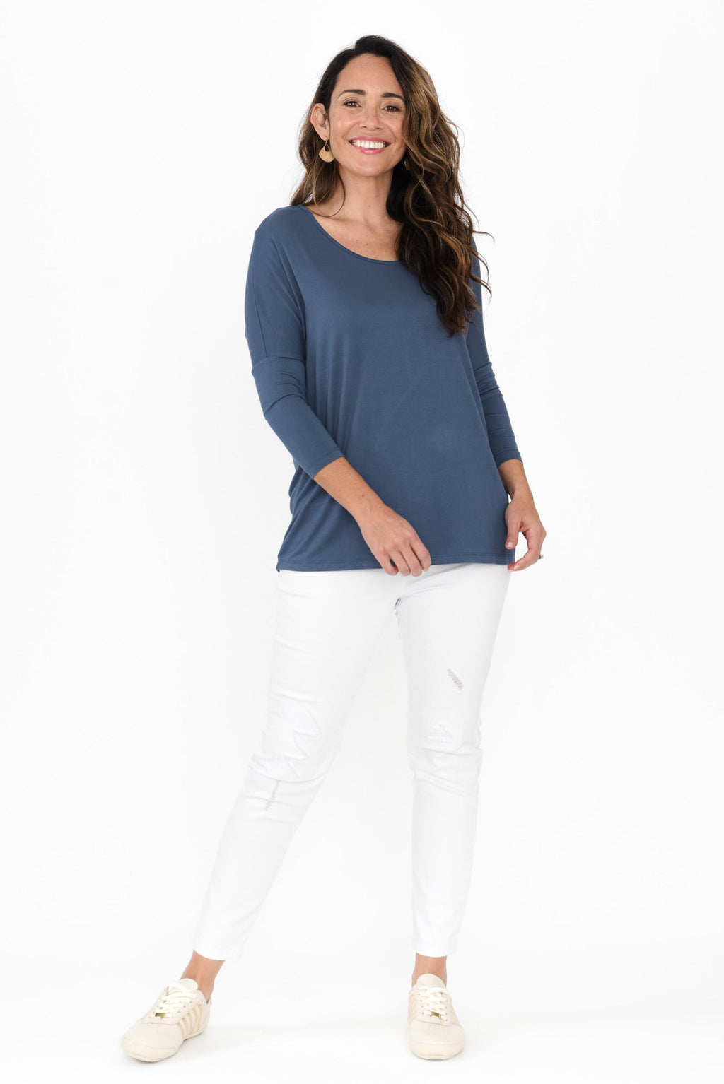 Blue Milan 3/4 Sleeve Top