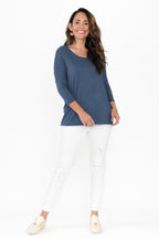 Blue Milan 3/4 Sleeve Top