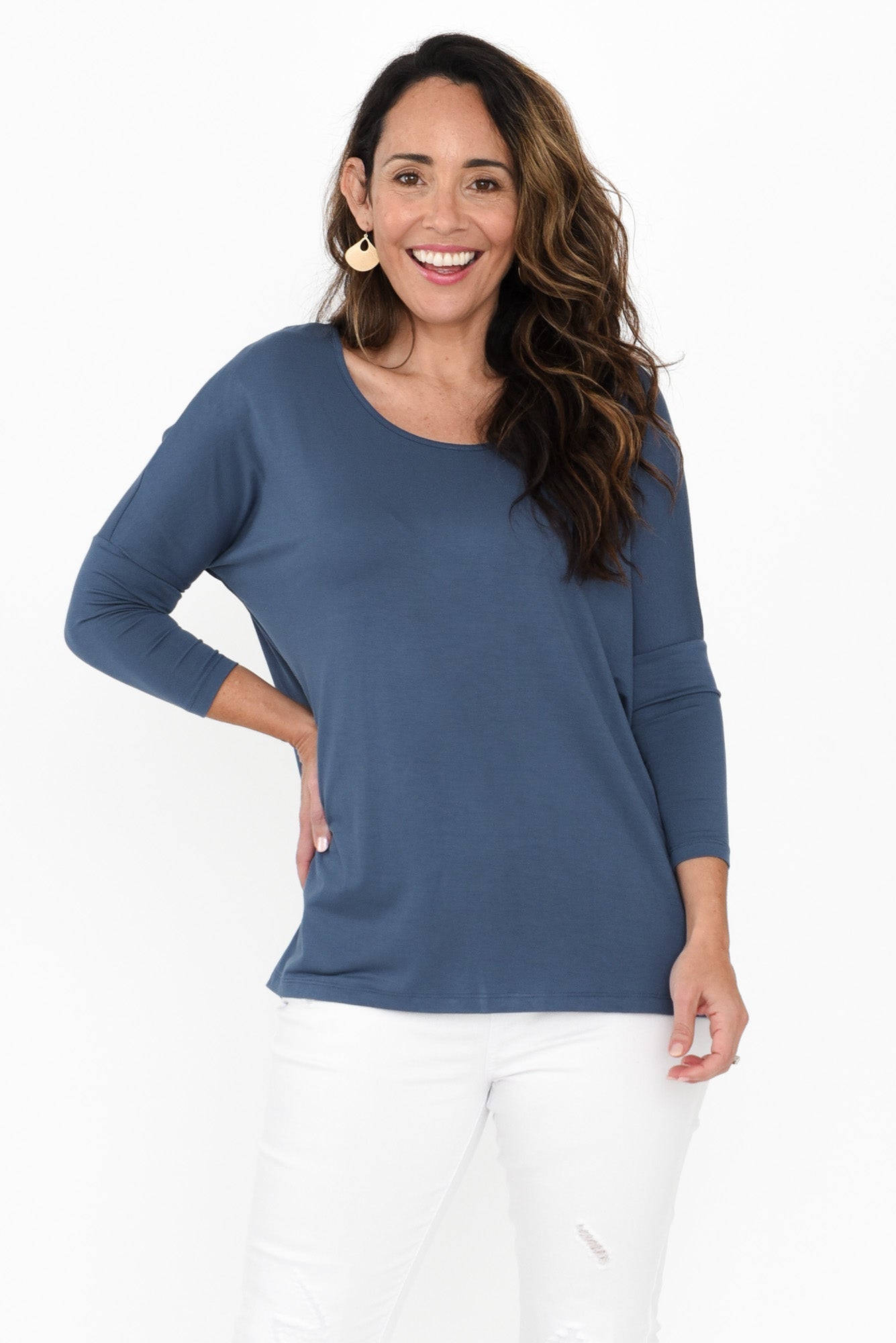Blue Milan 3/4 Sleeve Top