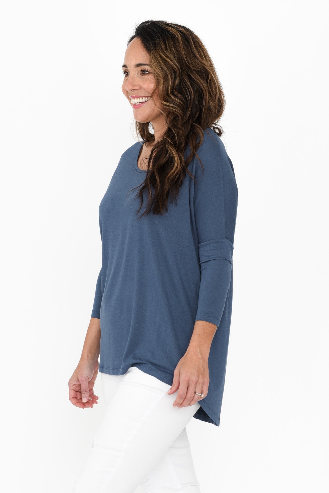 Blue Milan 3/4 Sleeve Top