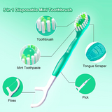 5 in 1 Mini Toothbrush & Floss & Tongue Scraper & Toothpick Set