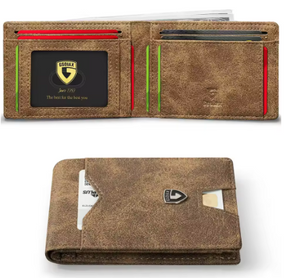 Men's Slim Leather RFID Blocking Wallet - Minimalist Carbon Fiber Bifold
