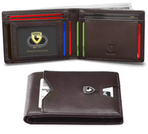 Men's Slim Leather RFID Blocking Wallet - Minimalist Carbon Fiber Bifold