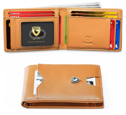 Men's Slim Leather RFID Blocking Wallet - Minimalist Carbon Fiber Bifold