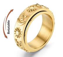 Sun, Moon & Stars Anxiety Relief Spinner Ring for Couples