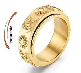 Sun, Moon & Stars Anxiety Relief Spinner Ring for Couples