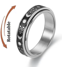 Sun, Moon & Stars Anxiety Relief Spinner Ring for Couples