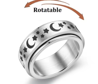 Sun, Moon & Stars Anxiety Relief Spinner Ring for Couples