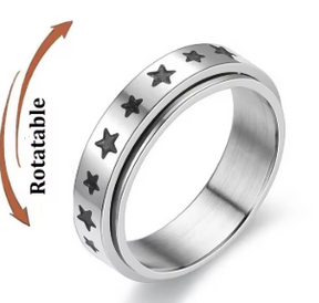 Sun, Moon & Stars Anxiety Relief Spinner Ring for Couples