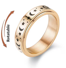 Sun, Moon & Stars Anxiety Relief Spinner Ring for Couples