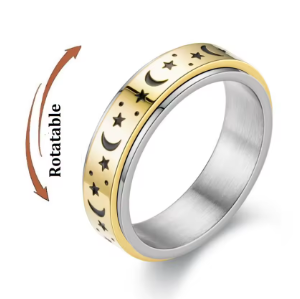 Sun, Moon & Stars Anxiety Relief Spinner Ring for Couples