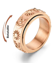Sun, Moon & Stars Anxiety Relief Spinner Ring for Couples