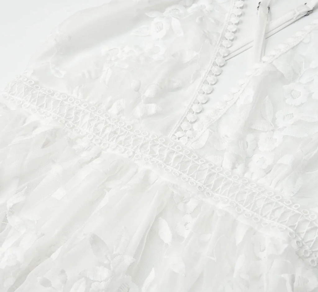 V Neck Backless Lace Long Dress