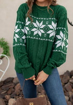 Vintage Snowflake Cable Knit Sweater