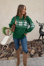 Vintage Snowflake Cable Knit Sweater