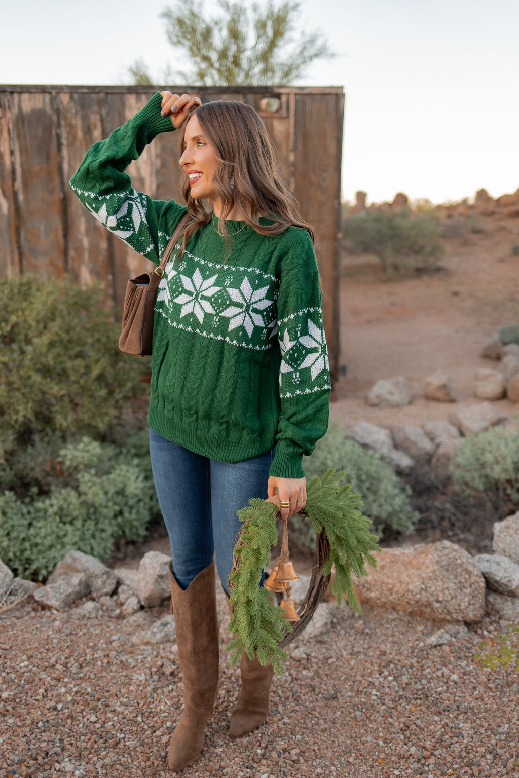 Vintage Snowflake Cable Knit Sweater