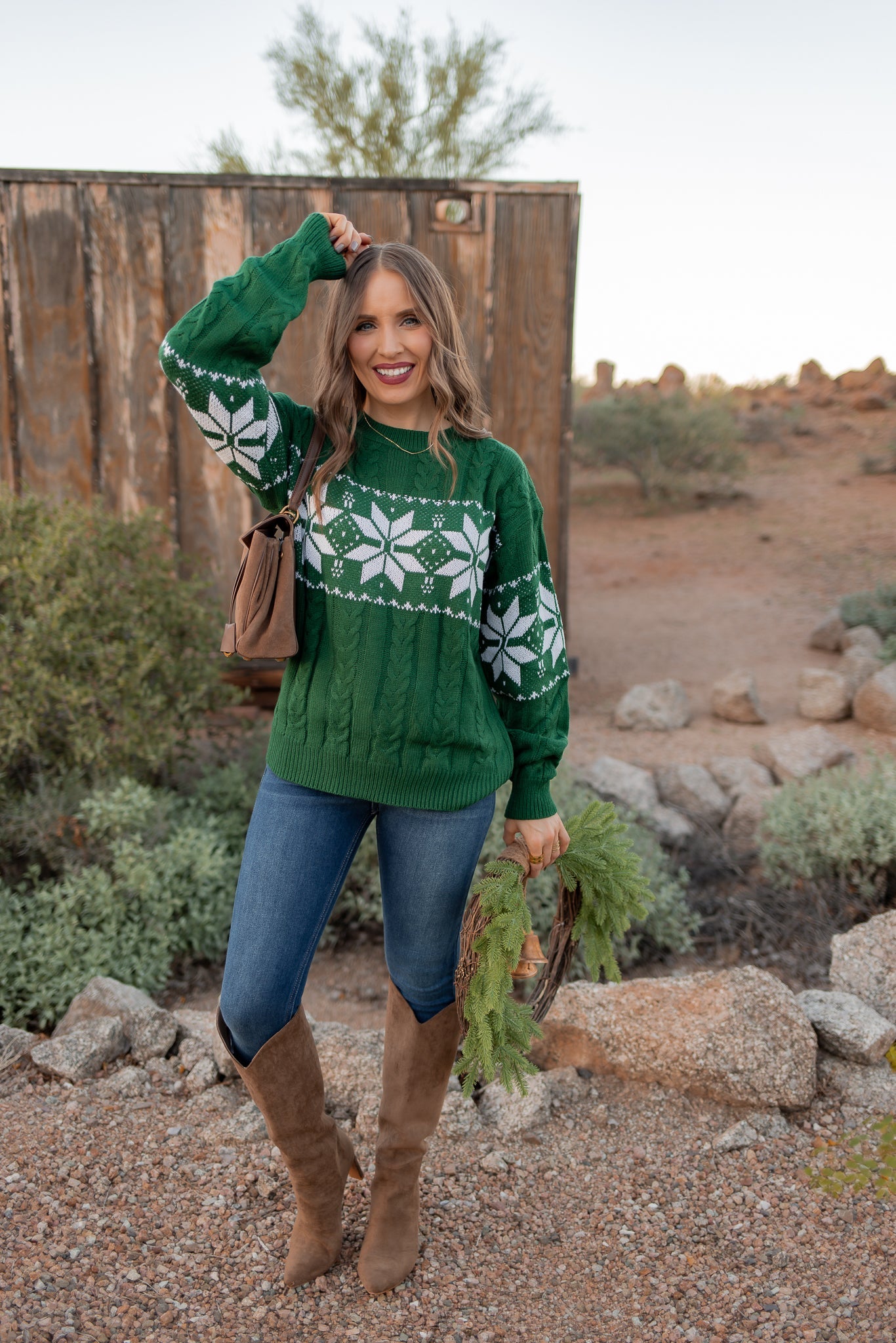 Vintage Snowflake Cable Knit Sweater