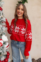 Vintage Snowflake Cable Knit Sweater