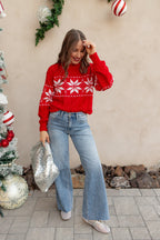 Vintage Snowflake Cable Knit Sweater