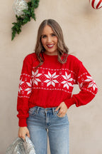 Vintage Snowflake Cable Knit Sweater