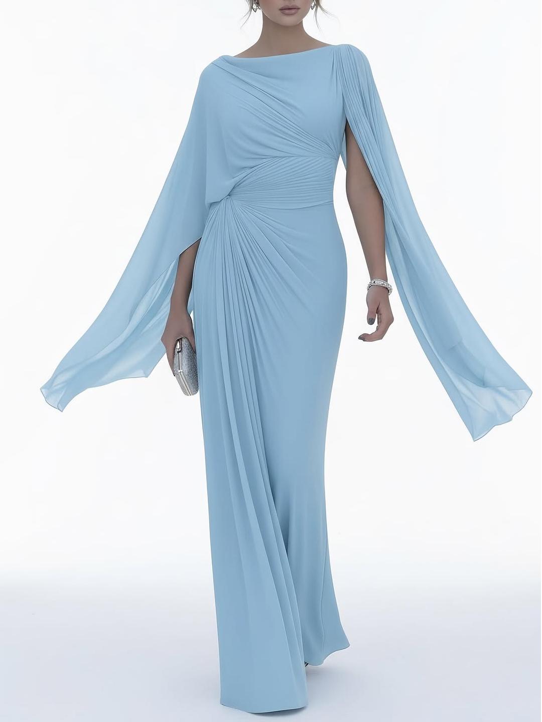 Elegant Draped Cape Sleeves Maxi Dress – Dress Code