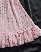 Sexy V-neck Polka Dot Print Semi-transparent Suspender Nightdress Set