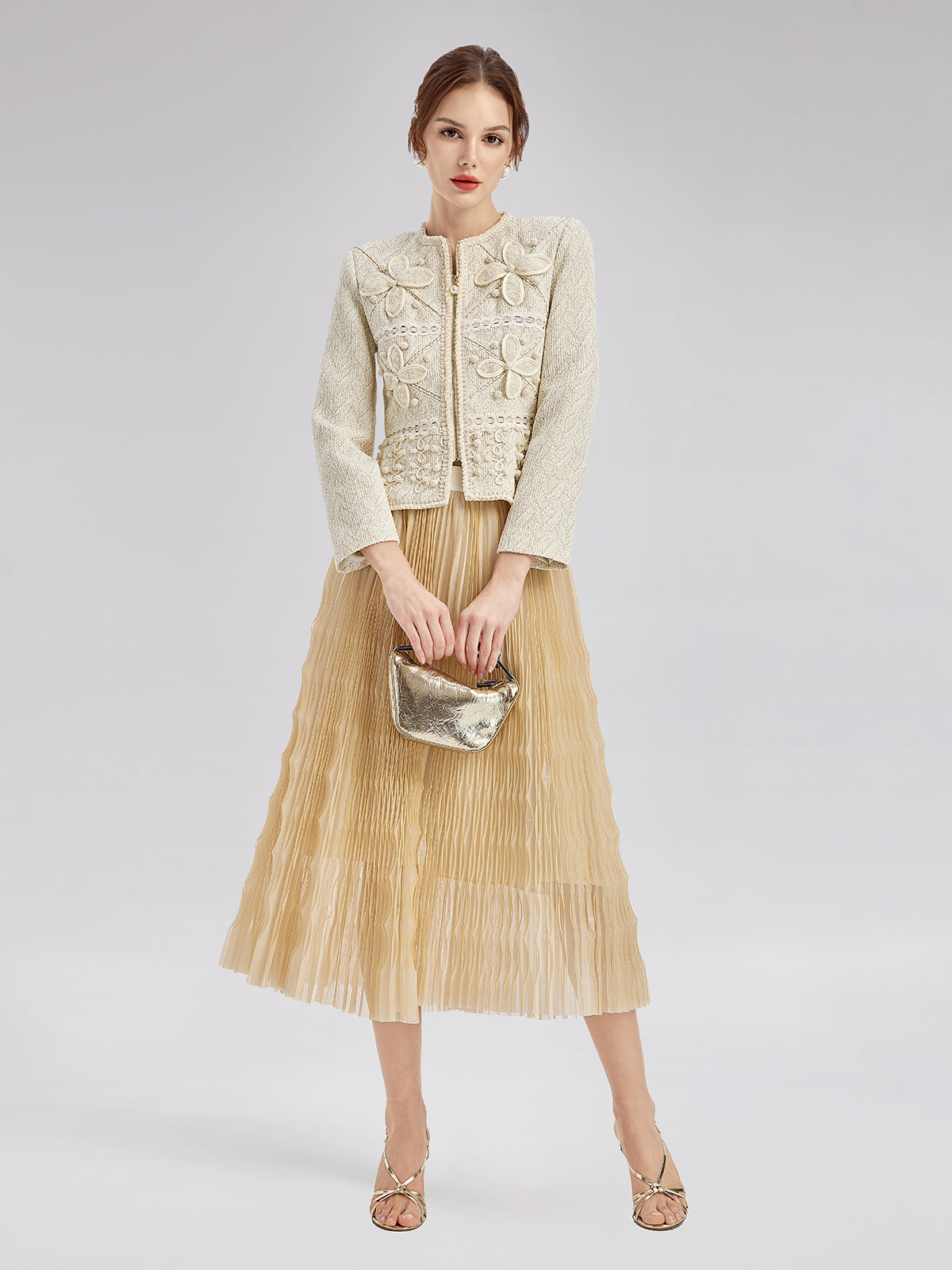 3D Flower Custom Pleated Tulle Skirt Set