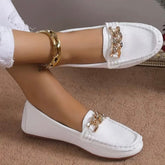 Gold Chain Leather Loafers