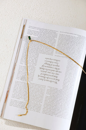 18K Gold Plated Engravings Of Mine Necklace Green