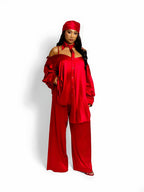 Adjustable Tie Off-Shoulder Satin Shirt Dress