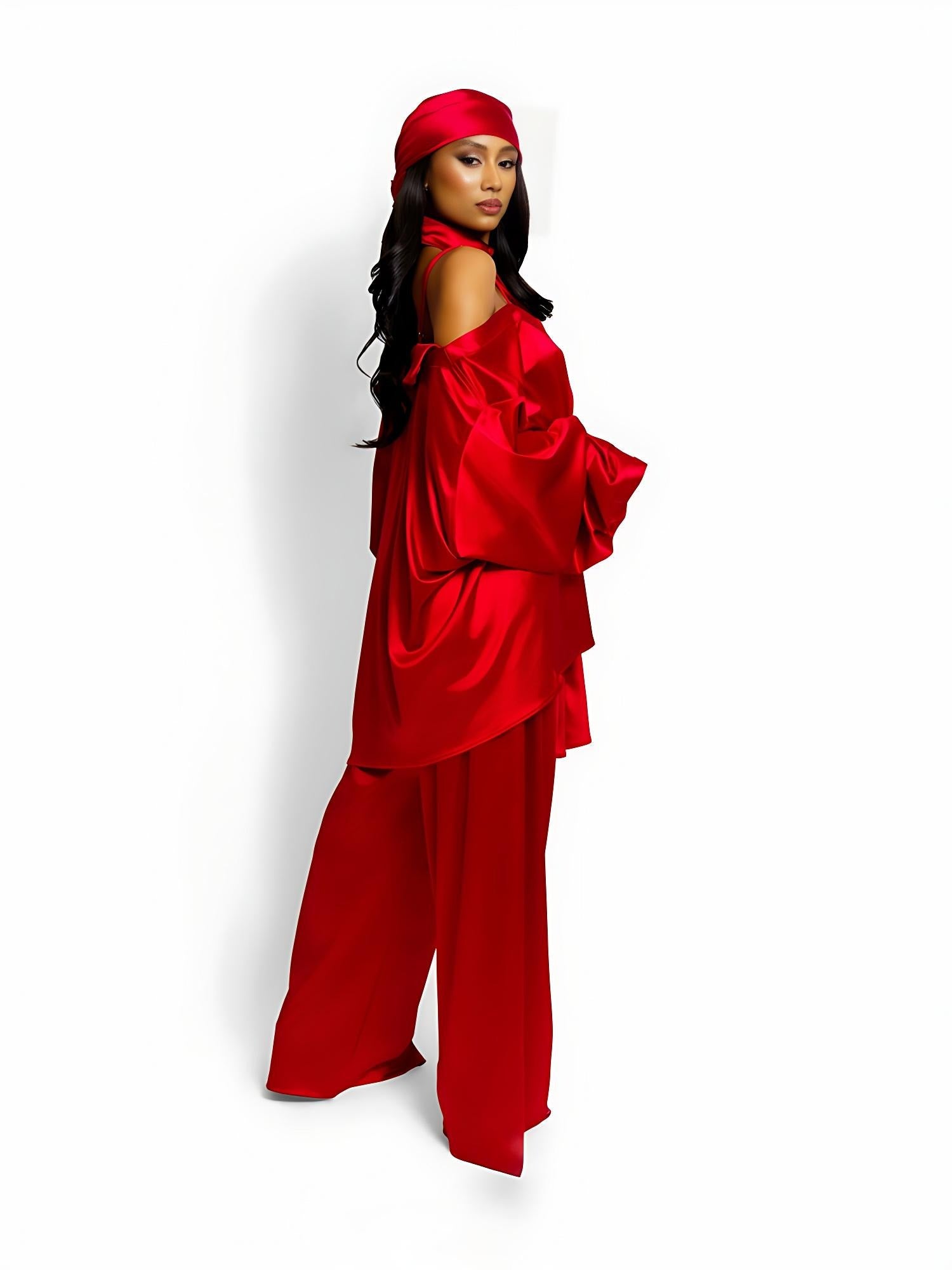 Adjustable Tie Off-Shoulder Satin Shirt Dress