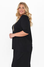 Maya Black Half Sleeve Tee