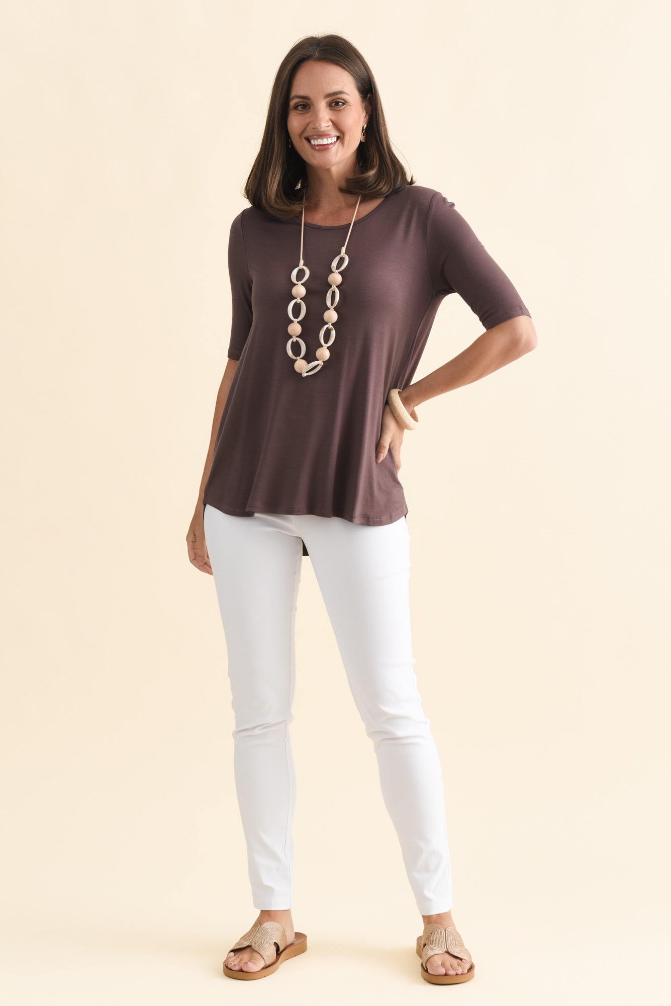 Maya Brown Half Sleeve Tee