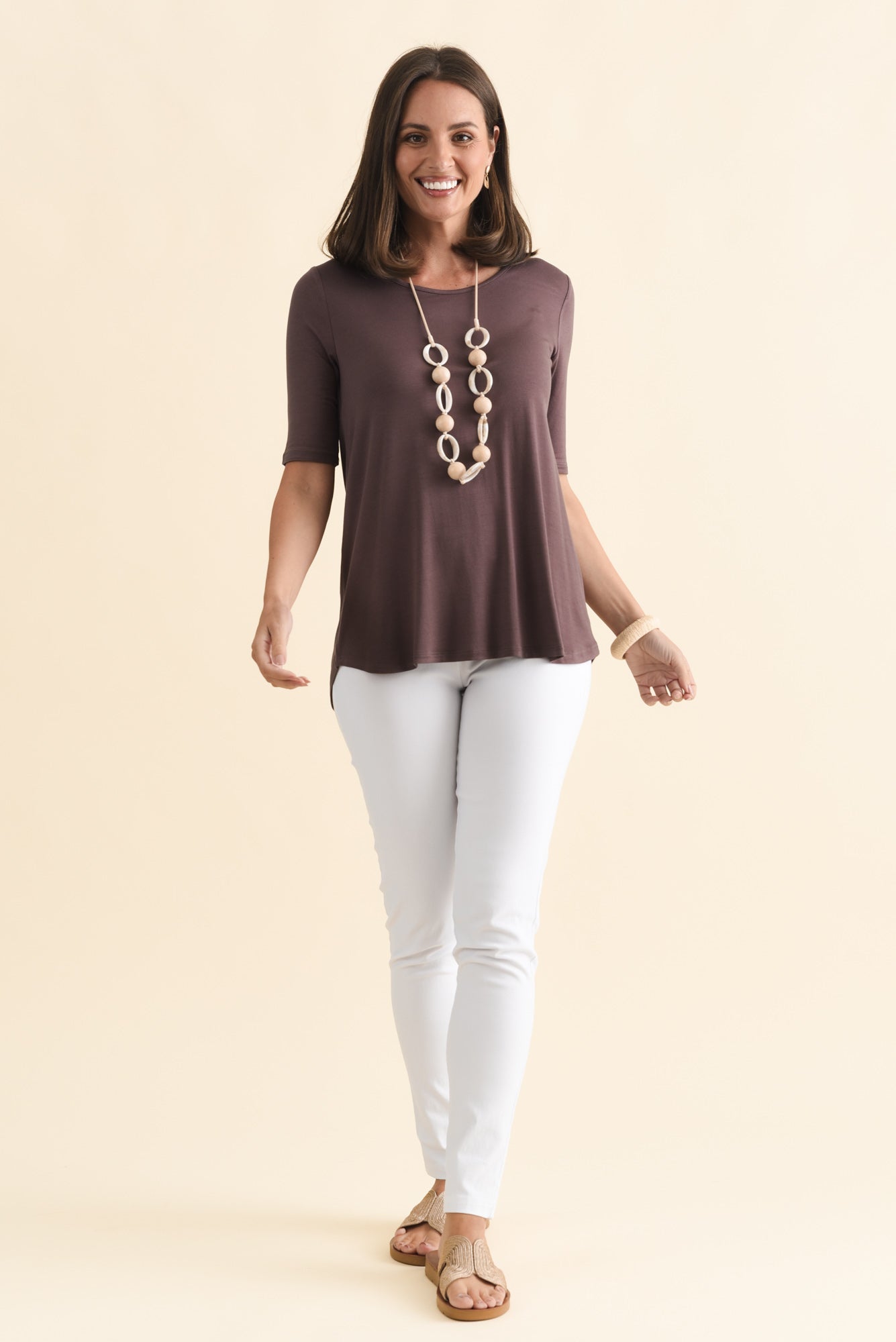 Maya Brown Half Sleeve Tee